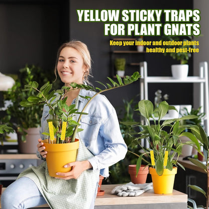 36 PCS Yellow Sticky Traps for Plant Gnats, Dual Sided Fungus Gnat Trap for Live Plants Indoor Outdoor, Waterproof Plant Sticky Traps for Home, Farm, Garden, Hydroponics & Greenhouse (4" x 1")