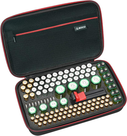 RLSOCO Battery Organizer Storage Case Holder Stores Up to 120+ Batteries: AA AAA C D 9V BT-168 and More (Note: Include a battery tester, Not include any batteries)