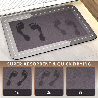 Diatomaceous Earth Bath Mat Super Absorbent Quick Dry Bath Mat, Bathroom Rugs Non Slip Washable, Thin Dark Gray Bathroom Floor Mats-Shower Rug for in Front of Bathtub Shower, Easy Care, 15.7"x23.6"