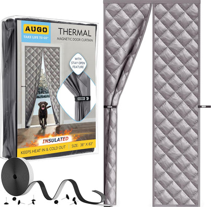 AUGO Heavy Duty Magnetic Screen Door – Fiberglass Pet Resistant Mesh, Self Sealing Hands Free Magnetic Closure, Tear Resistant Door Screen Keeps Bugs Out, Patent Pending Keep Open Feature – 38” x 83”