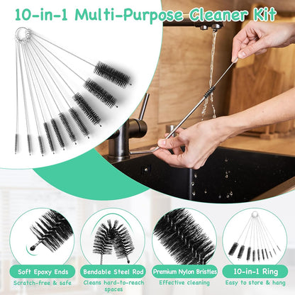 18PCS Drain Clog Remover Tool Set – 59” Drain Snake (2), Snake Drain Hair Removal Tool, 25” Plumbing Snake (4), 24” Sink Snake (1), 18” Sink Drain Cleaner Tool (1), Straw Cleaning Brushes (10)