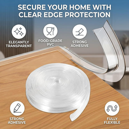 Clear Soft Edge Protector Strip, Soft PVC Baby Proofing Edge Protector with Strong Adhesive for Desk Wall Furniture Corner Safety Protection (3meter)