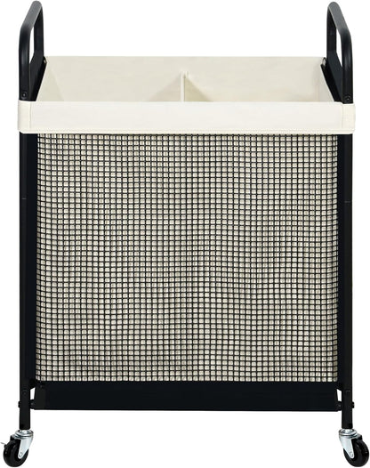 STO STO Laundry Hamper 3 Section, 120L Rolling Laundry Sorter Cart with Removable and Washable Liner Bag, Clothes Hamper with Wheels and Metal Handle for Laundry Room and Bedroom
