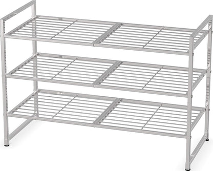 Simple Houseware 3-Tier Stackable Shoes Rack Storage Shelf, Black