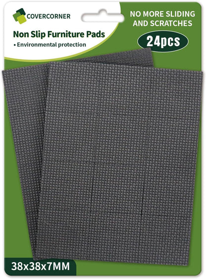 Non Slip Furniture Pads 36 PCS 1'' Square - Anti Slip Furniture Pads - Self Adhesive Rubber Feet Furniture Feet - Chair Leg Floor Protectors - Keep Furniture in Place