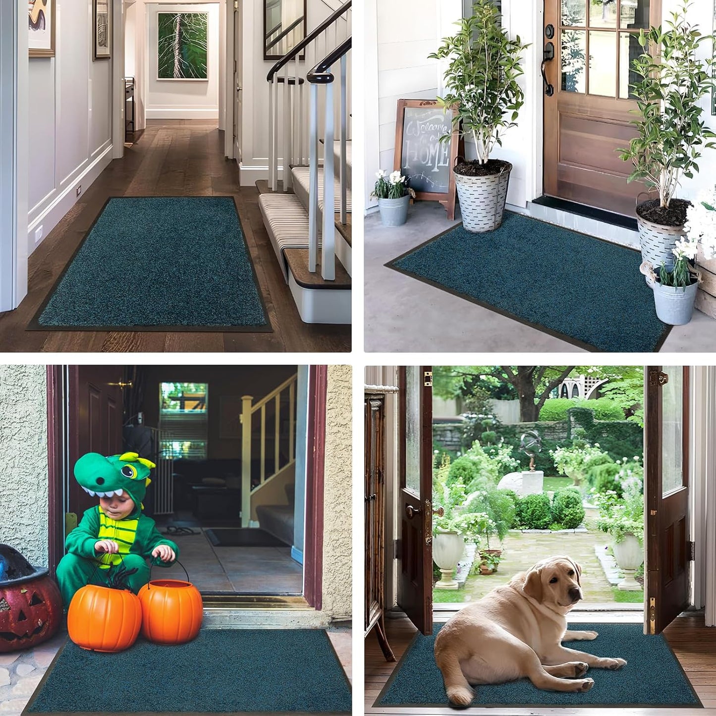 Mibao Front Door Mat, Dirt Trapper Welcome Mat for Outdoor Indoor, Non-Slip Waterproof Doormat, Durable Machine Washable Low Profile Entry Rug for Back Door Outside Patio Porch, 29.5" x 17", Grey