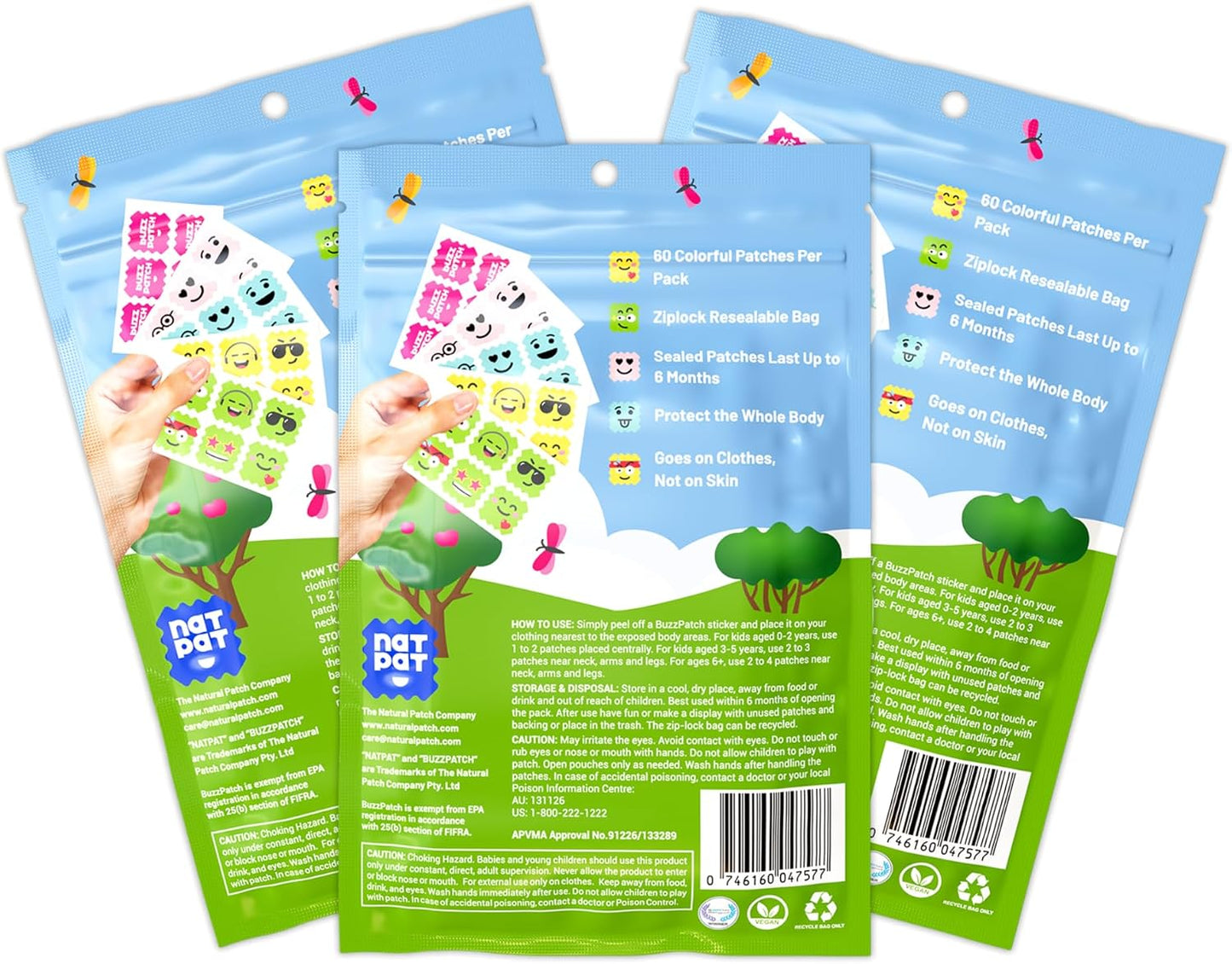 NATPAT Buzz Patch Mosquito Patch Stickers for Kids - Plant Based Ingredients, Non-Toxic - The Original All Natural Citronella Essential Oil Insect Patch, DEET Free, for Toddlers, Kids (48 Pack)