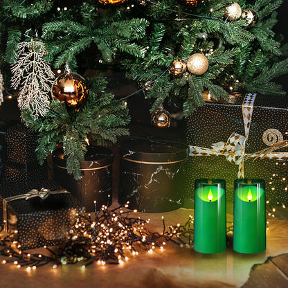 NURADA Flameless Candles with Remote Timer - Glass Real Wax 3D Wick LED Pillar Votive Candle Set Battery Operated Flickering Light for Home Christmas Decoration - White 3 Pack