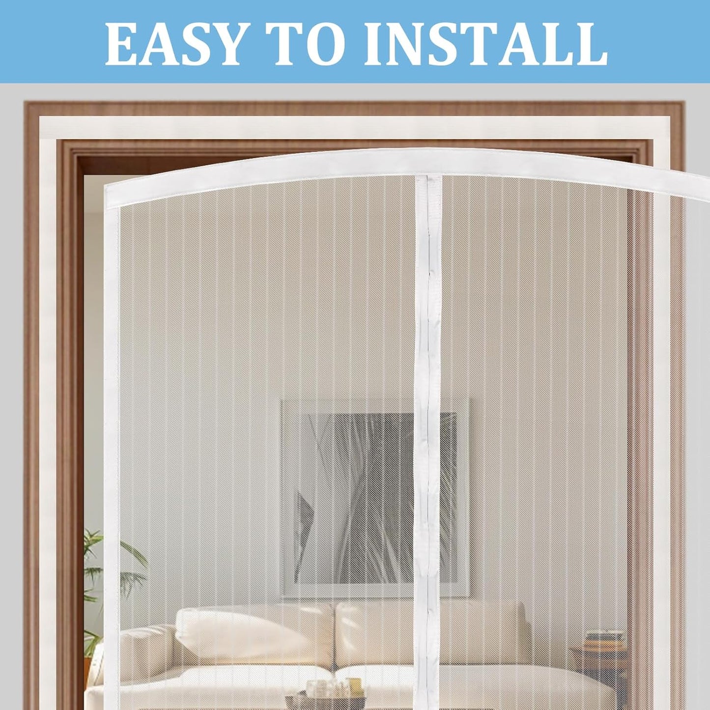 Magnetic Screen Door - Self Sealing, Heavy Duty, Hands Free Mesh Partition Keeps Bugs Out Let Breeze in- Pet and Kid Friendly - Keep Open Feature (Black, Fit Door Size 38 x 82 Inch)