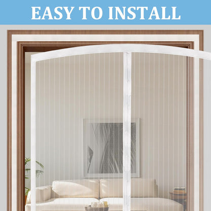 Magnetic Screen Door - Self Sealing, Heavy Duty, Hands Free Mesh Partition Keeps Bugs Out Let Breeze in- Pet and Kid Friendly - Keep Open Feature (Black, Fit Door Size 38 x 82 Inch)