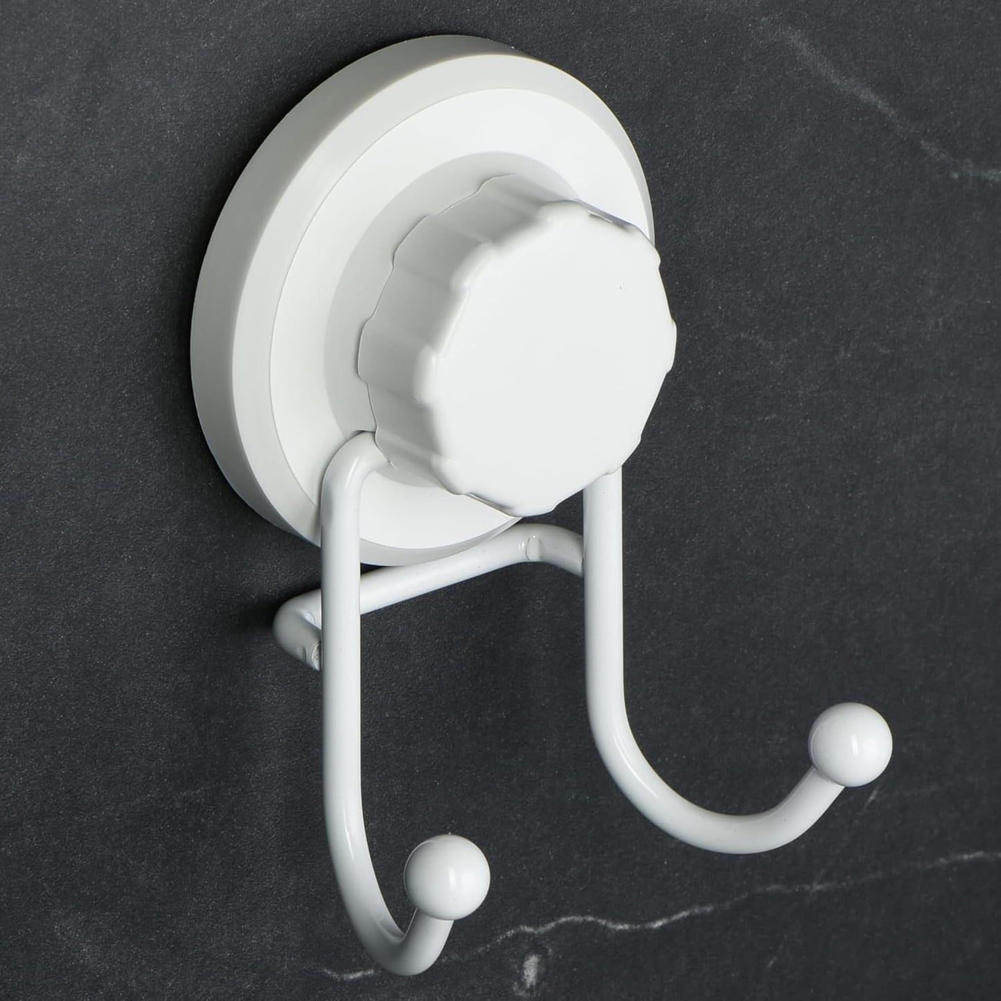 HASKO accessories - Suction Cup Hooks for Shower - Towel Hooks for Bathroom Wall Mounted Shower - Bathroom Hooks for Hanging - Stainless Steel SS304 Towel Holders, Black (2 Pack)