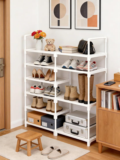 6-Tier Shoe Rack Large Capacity,Durable Shoe Organizer Storage for 20-26 Pairs of Shoes and Boots,Heavy Duty Free Standing Shoe Stand for Closet,Entryway and Garage (Black)