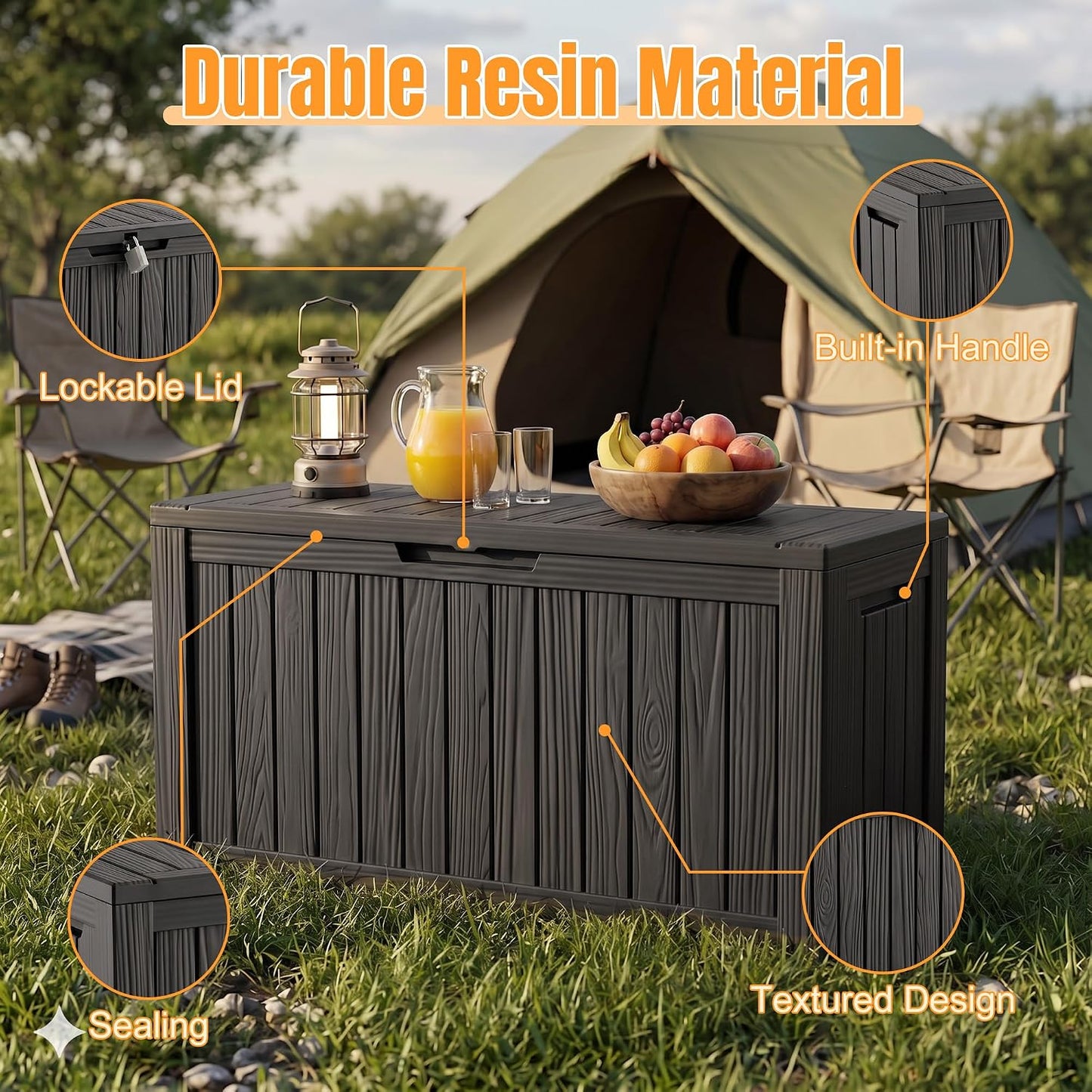 Outdoor Storage Box,38 Gallon Resin Deck Box,Waterproof & UV Resistant Lockable Package Delivery Bin,Toy Cabinet for Indoor & Outdoor
