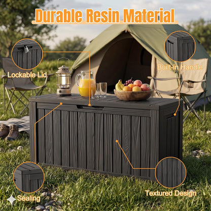 Outdoor Storage Box,38 Gallon Resin Deck Box,Waterproof & UV Resistant Lockable Package Delivery Bin,Toy Cabinet for Indoor & Outdoor