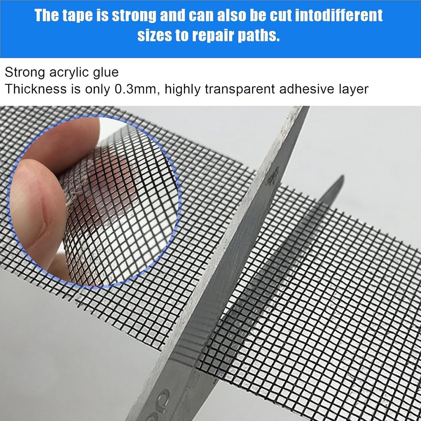 Fiberglass Window Repair Tape 4in X 15FT, Waterproof Screen Repair Kit for Mesh Screens, Instantly Covers Holes and Tears (Gray)