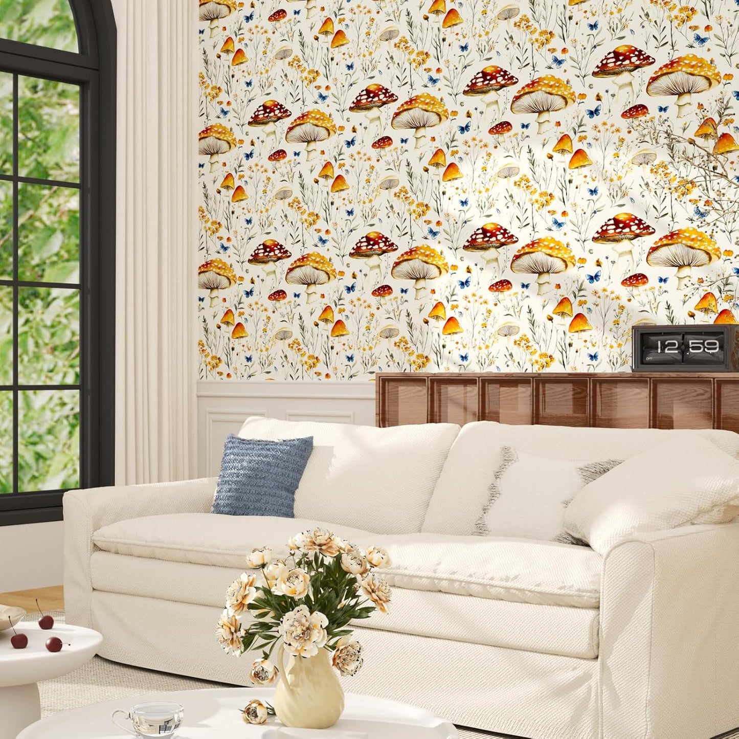 BOKEBEVE Watercolour Floral Peel and Stick Wallpaper Boho Vibrant Contact Paper Renter Friendly Wall Paper for Countertop Cabinet Wall Shelf Liner Removable Blue Colorful 17.5 x 118In