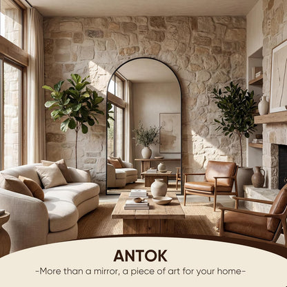 Antok 58" x19” Arched Full Length Floor Mirror, Gold Aluminum Frame, Free Standing/Wall Mount/Leaning for Bedroom, Living Room, Dressing Room