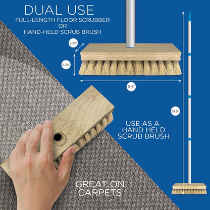 LOLA Deck Scrub Brush Outdoor Broom, Durable Bristles Remove Dirt, Grime, Grout, Leaves, Snow on Patios, Decks, Wet or Dry