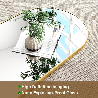 HARRITPURE 64"x21" Arched Full Length Mirror Free Standing Leaning Hanging Mounted Mirror Aluminum Frame Modern Simple Home Decor for Living Room Bedroom Cloakroom, Gold