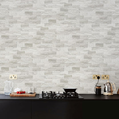 Vamos Tile 100-Piece Glossy Dolomite White Peel and Stick Backsplash Tile,3''x6'' PVC Subway Tile with White Grout, Stick on Backsplash for Kitchen/Bathroom/Fireplace