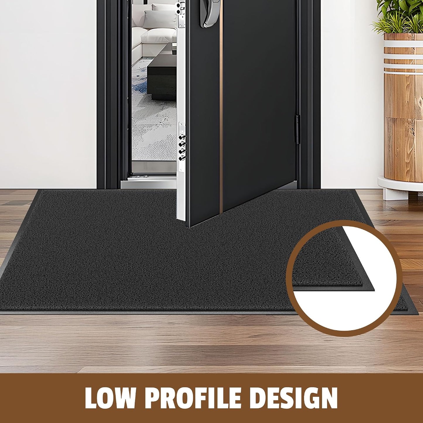 Front Door Mat Indoor Outdoor, 48" x 36" Non Slip Welcome Doormat for Entryway, Heavy Duty Low Profile Entrance Rug for High Traffic Areas, Patio, Outside Entry, Yard, Porch Waterproof