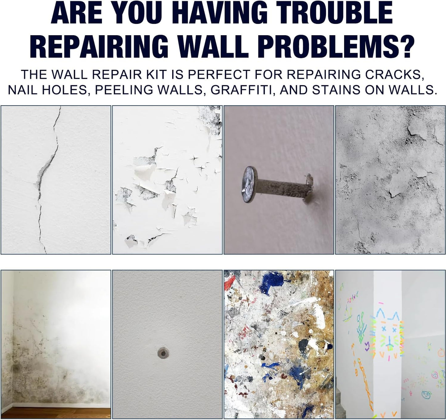 Drywal Repair Kit, 2 Pack Wall Mending Agent, Wall Patch Repair Kit with Scraper,Multi-Functional Drywall Patch Paste Repair Kit,Simple Filling of Wall Holes＆Efficient Crack Repair