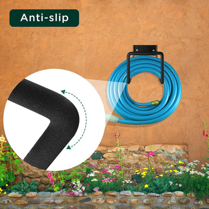 Metal Garden Hose Holder, Heavy Duty Wall Mount Hose Hanger for 150 FT | Rust-Resistant Wall Mount Hose Holder for Garden, Water & Expandable Hoses, Garage, Patio, Yard, Shed & Outdoor Storage