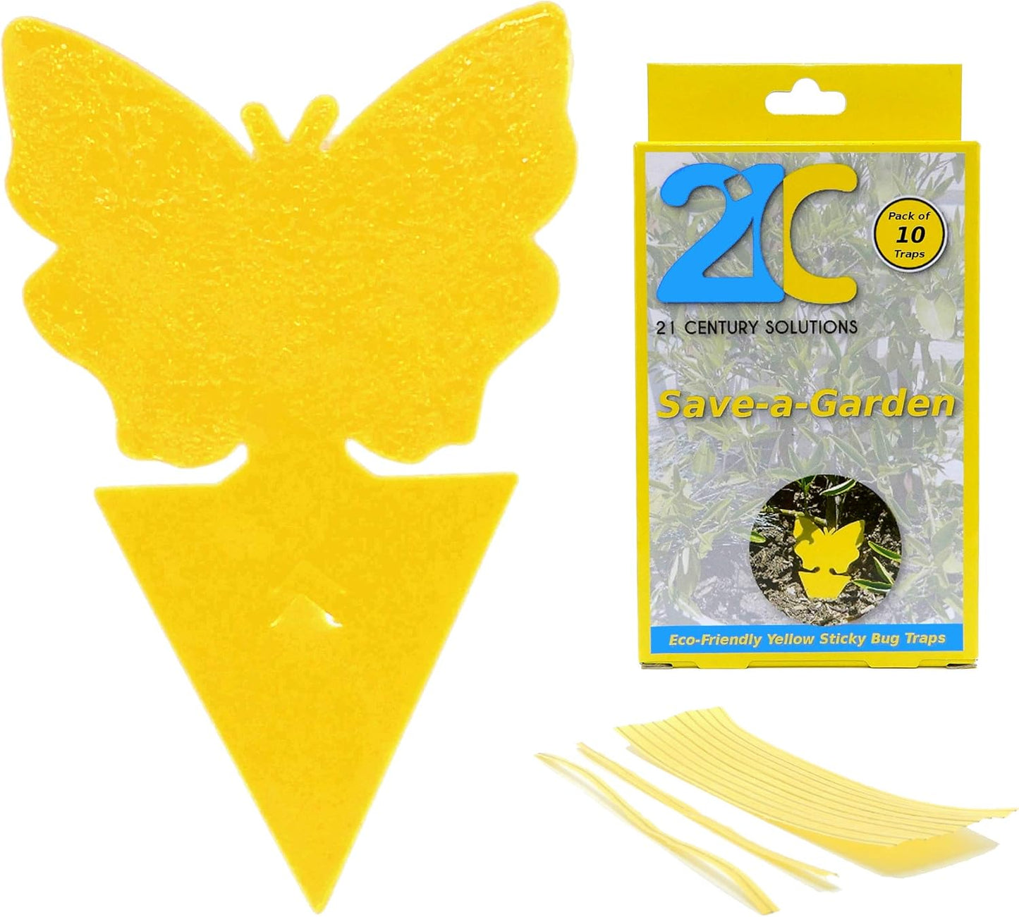 Yellow Dual Sticky Fly Traps 10-Pack for Gnat Whiteflies Fungus Gnats Flying Insects - Houseplant Disposable Glue Trappers Save a Garden Butterfly Shape