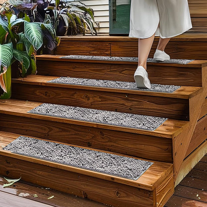 Muddy Mat® Pack of 4 - Soft Chenille Stair Treads Non-Slip Reusable, Super Absorbent Stair Treads for Wooden Steps, Tile & Marble Floor, Easy to Install & Machine Washable - Brown 30'' x 7''