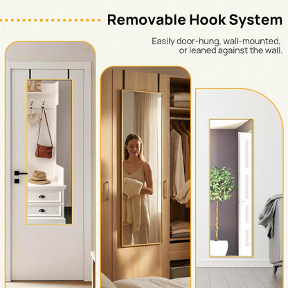 Mirror Full Length, 71 x 26 Inches Floor Mirror with Stand, XX-Large Arch Gold Mirrors for Bedroom, Dressing Room, Home Decor, Gold