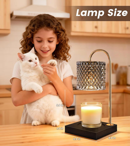 TigQiang Candle Warmer Lamp with Timer Dimmer, Birthday Gifts for Women Mom, House Warming Gifts, Elegant New Home Decor, Wax Warmer for Jar Candles, Heater Lamp for Scented Wax, Clear Glass