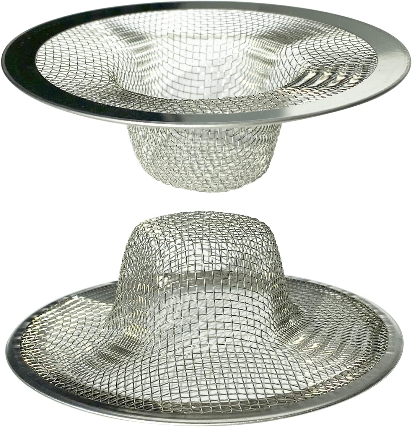 Sink Strainer 2Pcs Stainless Steel Metal Mesh Sink Drain Strainer Large Wide Brim 3.5" Diameter for Most Kitchen Sink Bathroom Bathtub Shower Room Balcony Drains