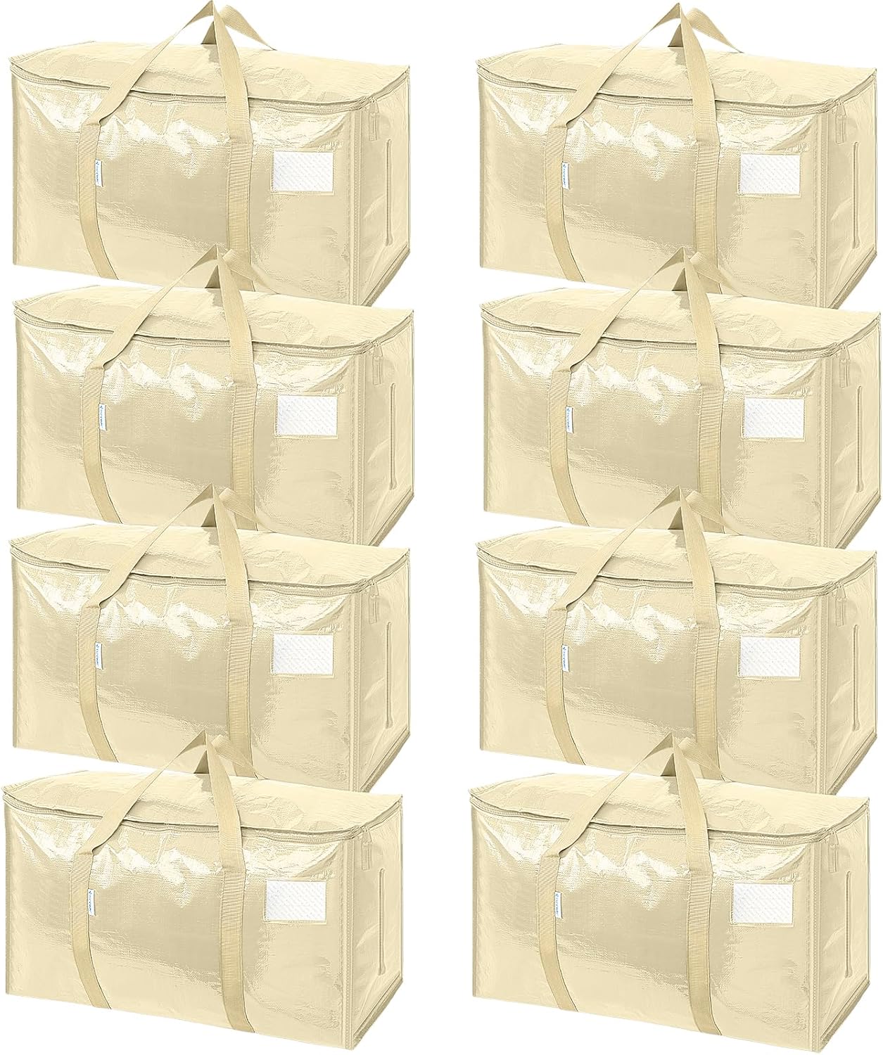 TICONN 4 Pack Extra Large Moving Bags Heavy Duty with Zippers & Carrying Handles, Durable Storage Bags Moving Boxes for Closet Organizers and Storage (4 Pack, Blue)