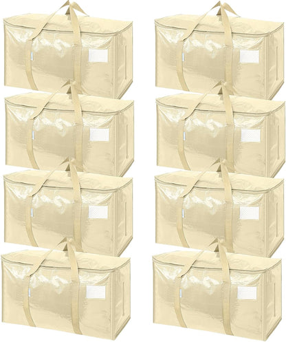 TICONN 4 Pack Extra Large Moving Bags Heavy Duty with Zippers & Carrying Handles, Durable Storage Bags Moving Boxes for Closet Organizers and Storage (4 Pack, Blue)