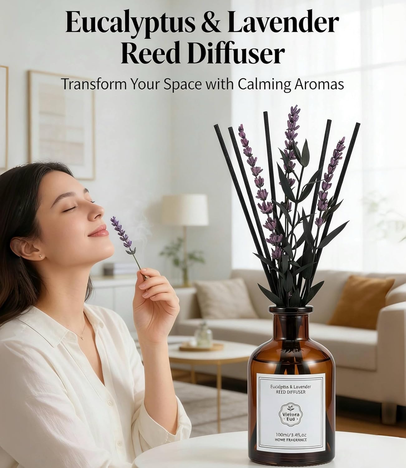 Luxury Hotel Scent Reed Diffuser 100ml (3.38oz) | No.1898 Hotel Collection Diffuser Oil Inspired by Ritz Carlton | Home, Bathroom & Office Decor | Long-Lasting Room Freshener Gift Set