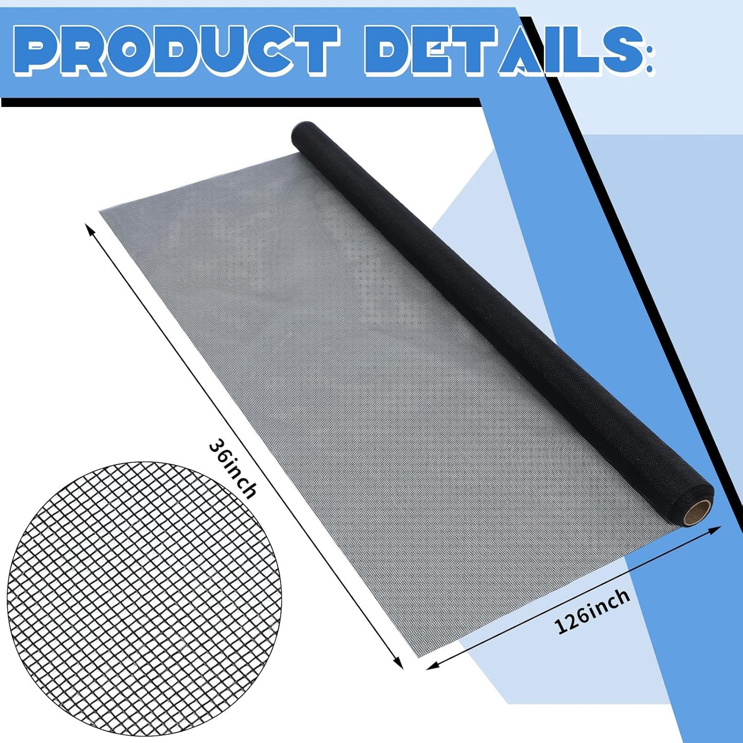 Yaocom 4 Pack Window Screen Kit 3/4 x 5/16 Inch Aluminum Frame with Corners, Spline, Springs, Pull Tabs, Screen Mesh and Screen Rolling Tool 32'' x 32''