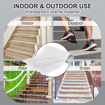 Watersay 8 Inch x 20 ft Anti Slip Traction Tape Waterproof Clear Non Skid Tape Durable Grip and Friction Stair Non Slip Strips Abrasive Adhesive for Stairs Steps Ramp Outdoor Indoor