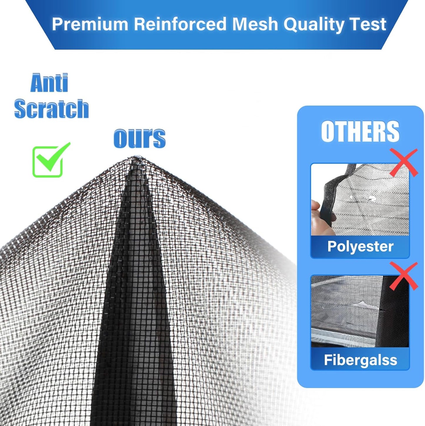 Magnetic Screen Door Upgraded PET Mesh Stronger Than Fiberglass and Polyester,Hands Free,Keeps Bugs Out,Pet & Kid Friendly,Suitable for Sliding Door,Large Patio Door and French Door-72''x80''