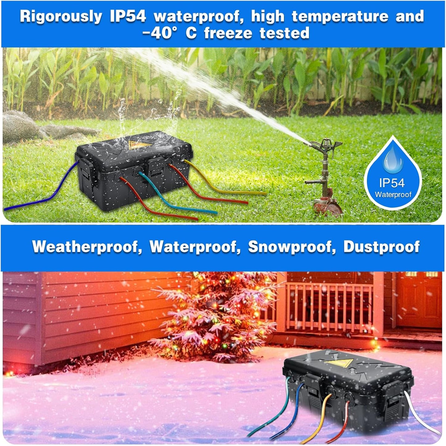 Hrensaw Large Outdoor Electrical Box(12.5x8.5x5inch),IP54 Waterproof Outdoor Outlet Covers,Weatherproof Extension Cord Covers Protect Outlet,Plug,Timer,Power Strip,Holiday Light,Green