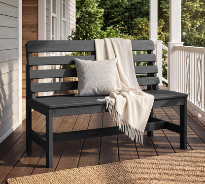 SERWALL HDPE Outdoor Storage Bench, Deck Box with Waterproof Storage Bags | All-Weather Benches | 57 Gallon Dual-Use Seat | Organizer Deck Boxes for Patio, Garden Tools & Pool | Dark Black