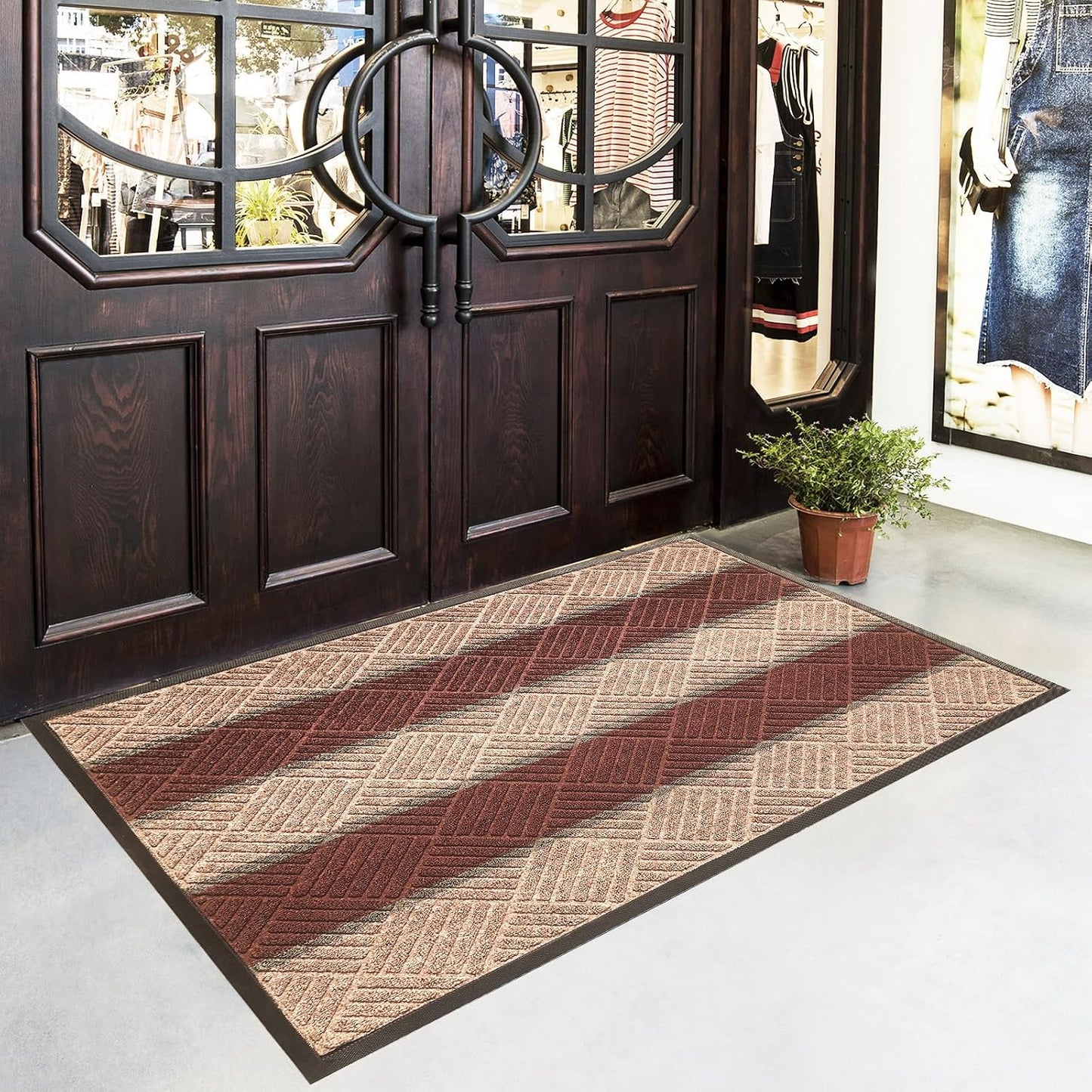 DM23 Heavy Duty Front Door Mats Non Slip Rubber Backing Entrance Mat Shoes Scraper Welcome Mat
