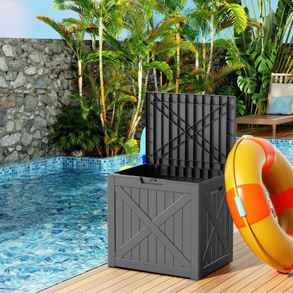 230 Gallon Large Outdoor Storage Box Waterproof, UV Resistant Resin Deck Box with Hydraulic Rod & Lockable Latch for Patio Furniture, Outside Storage Box for Garden Tools, Patio Cushions, Black
