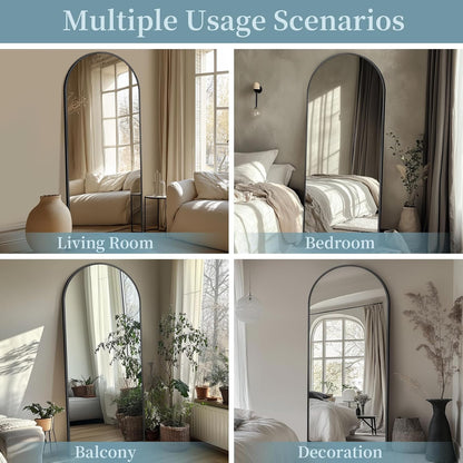 Full Length Mirror with Stand, 71"x28" Arched Full Body Large Stand Up Aluminum Frame Floor Standing Mirror, Freestanding Hanging Leaning Mounted for Bedroom Living Room Entryway Gold