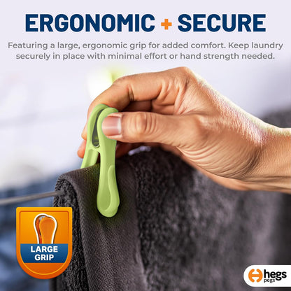Hegs 24 Pack Multi-Color - The Smartest Heavy Duty Clothespins with Hooks - Hang 3 Garments at Once with Our Tough, Dual Hooks Clothes Pins with Anti-Rust Spring - Durable, Colorful Clothespins