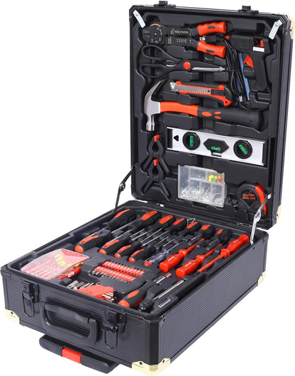 LuckyNote 969pcs Home Repair Tool Set Kit for Men, Toolbox Storage Case with 4 Drawers, General Household Tool Kit with Rolling Tool Box, Tool Set Kit for Maintenance, Garden, Homeowner, Handyman