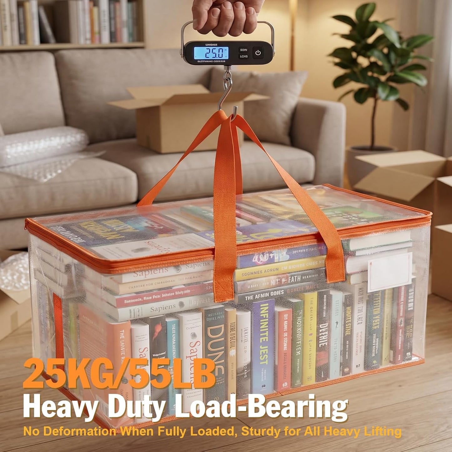 KYODOLED 10-Pack Clear Moving Bags Heavy Duty Extra Large, Storage Totes with Reinforced Handles, Zippers & Label Pocket, Transparent Packing Containers for College Dorm, Clothes, Bedding, Toys