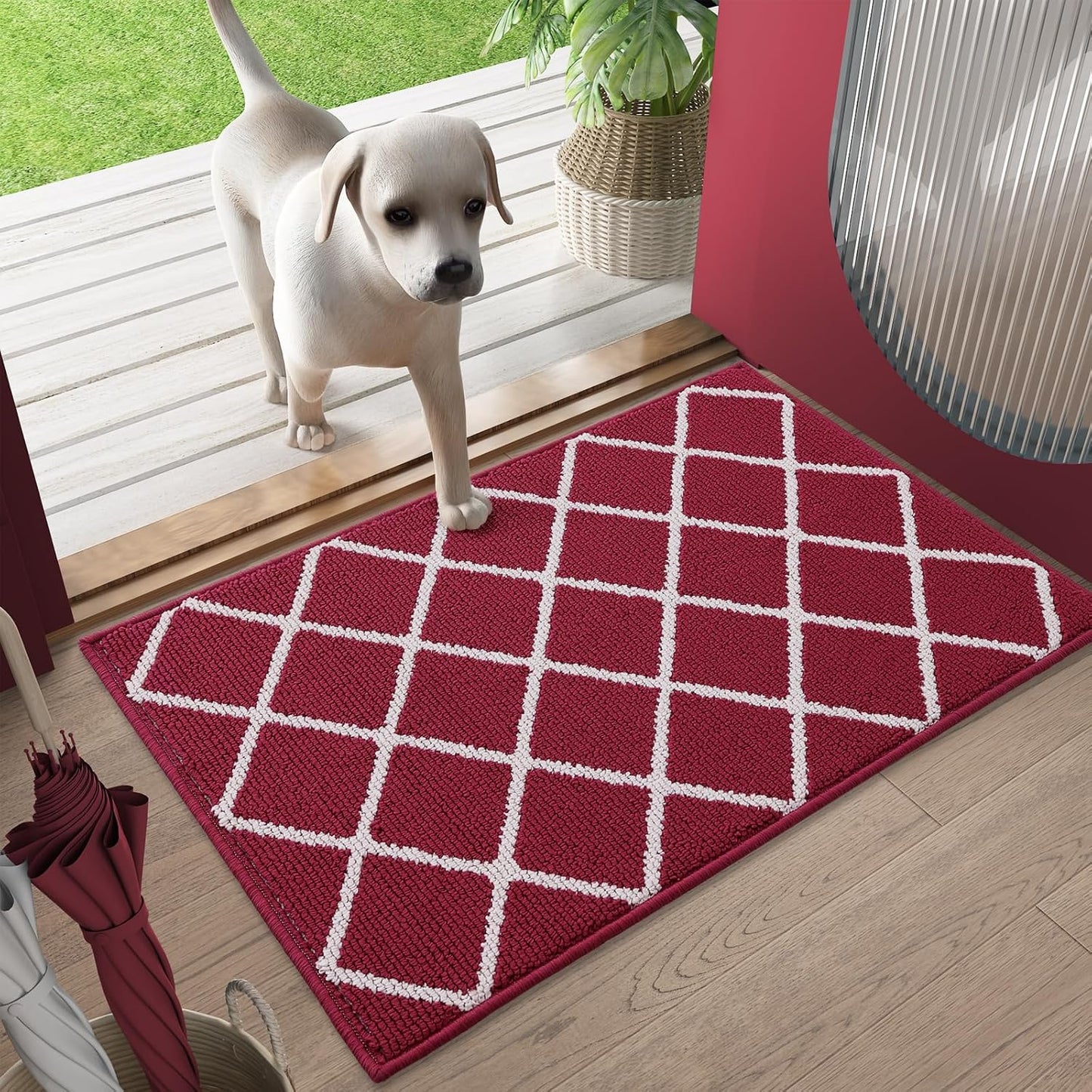 Finchitty Indoor Door Mat, Dirt Resistant and Absorbent, Low-Profile, Non-Slip, Washable Inside Floor Mats for Front Door, Back, and Entrance, 32" x 20", Grey