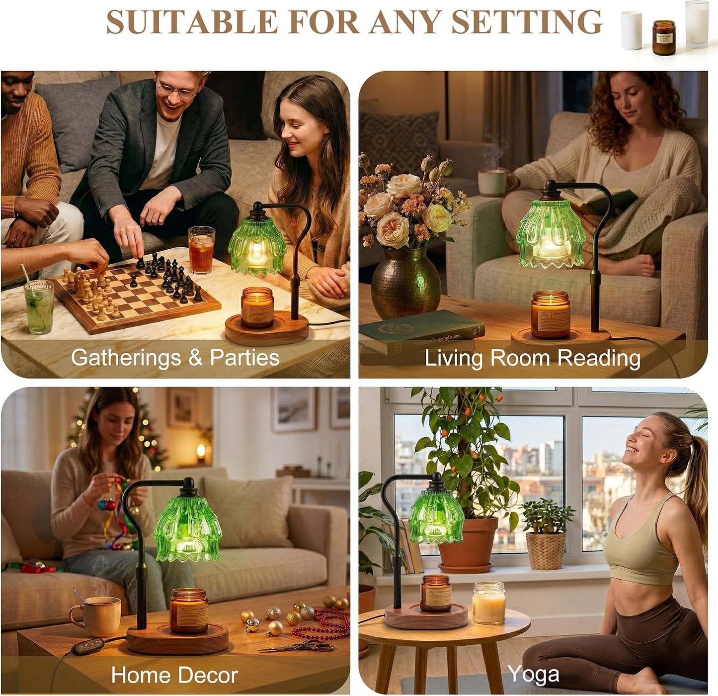 Candle Warmer Lamp with Timer and Wireless Remote Control, Dimmable Candle Warmer for Jar Candles, Height Adjustable Wax Melts Warmer, Mothers Day Birthday Gift for Women, House Warming New Home Decor