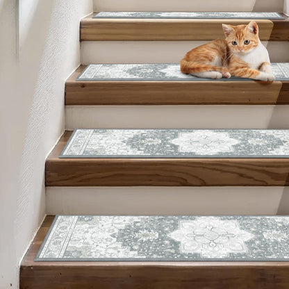 sarben Non Slip Stair Treads for Wooden Steps 15PCS - 8"x30" Indoor Safety Carpet, Edging Mats with TPE Adhesive Backing, Pet and Elderly Friendly Stair Rugs (Taupe) - Colors A