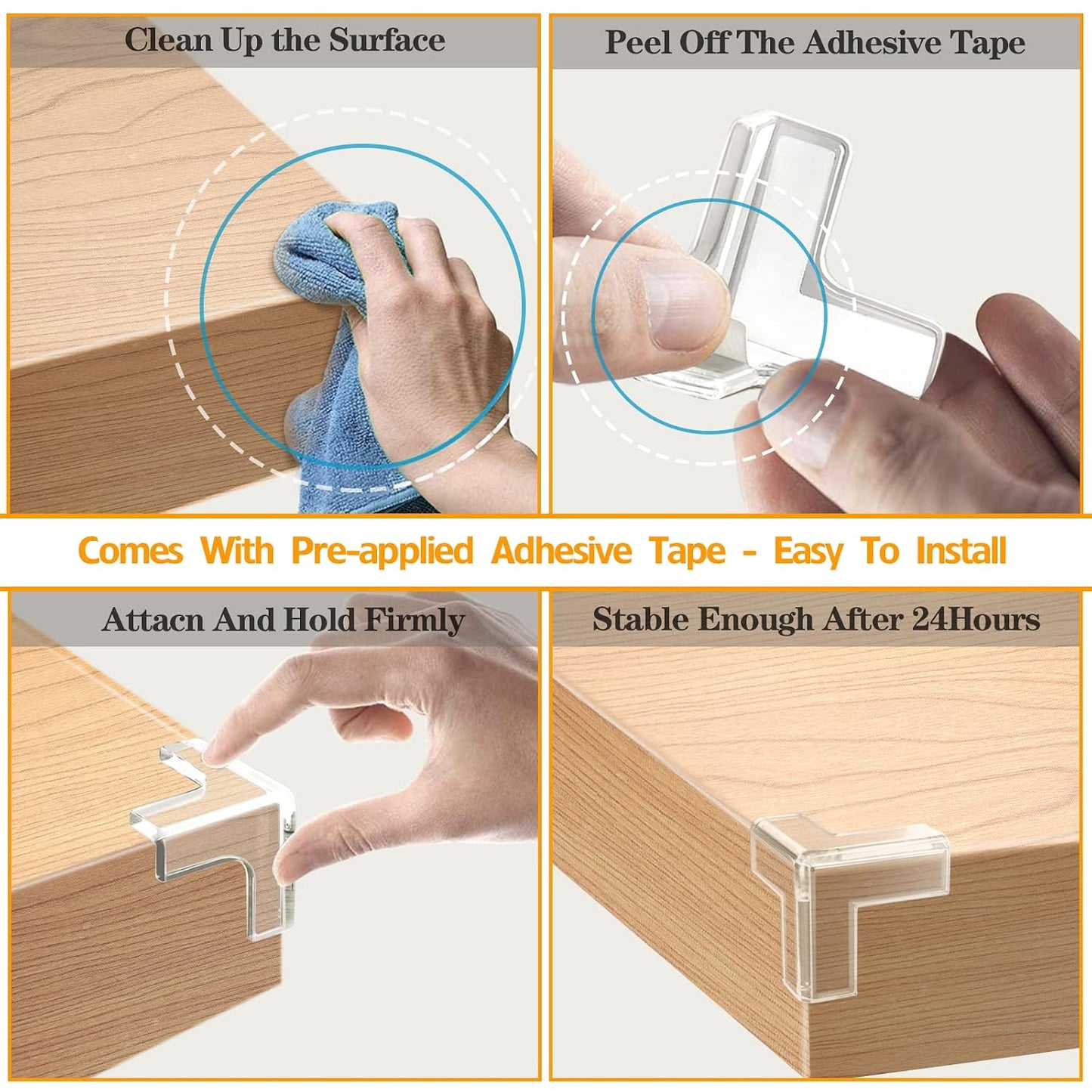 Edge Protector Baby Proofing Corner Protectors Silicone Desk Edge Cushion Child Safety Edge Covers Bumper for Table, Cabinets, Crib, 13ft x 1.2 Inch Edge Protector Strip with 4 Pack Corner Guards